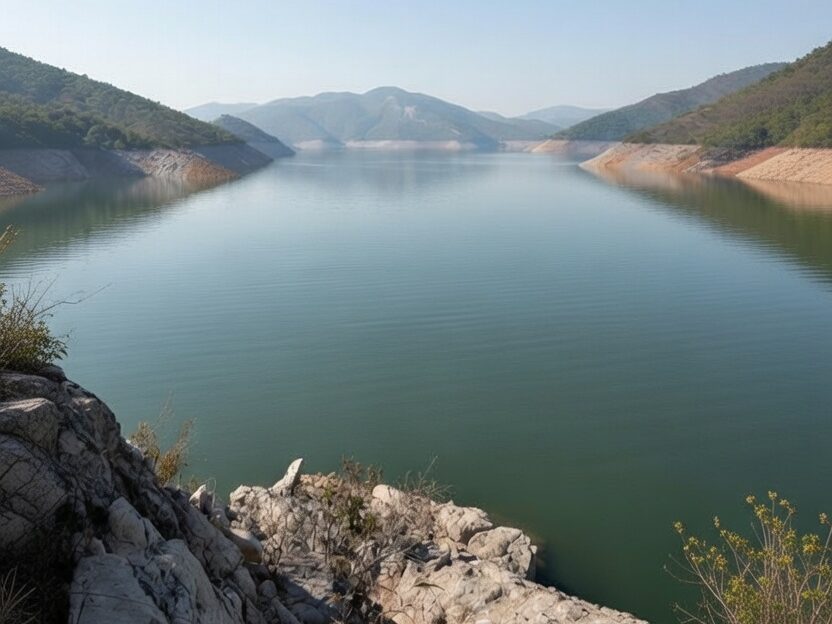 Peaceful view of Thajangi Reservoir near Lambasingi hills